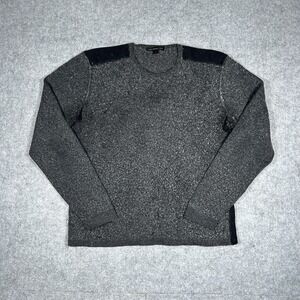 John Varvatos Crewneck Sweater Men's Size XL Grey Wool Blend Rivets Stretch USA